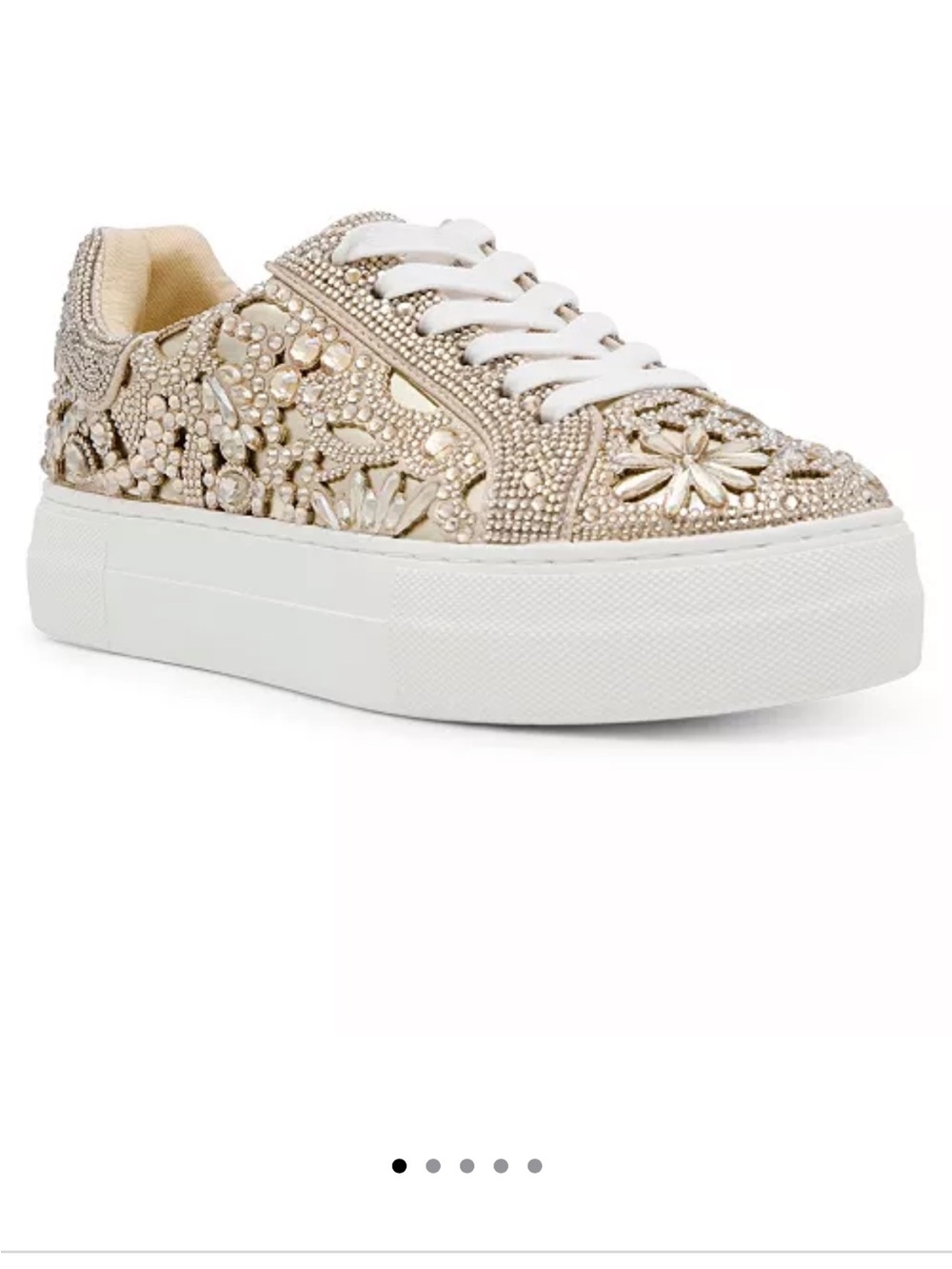 Betsey Johnson Reily Rhinestone Gold Platform Sneakers Size Women's 7